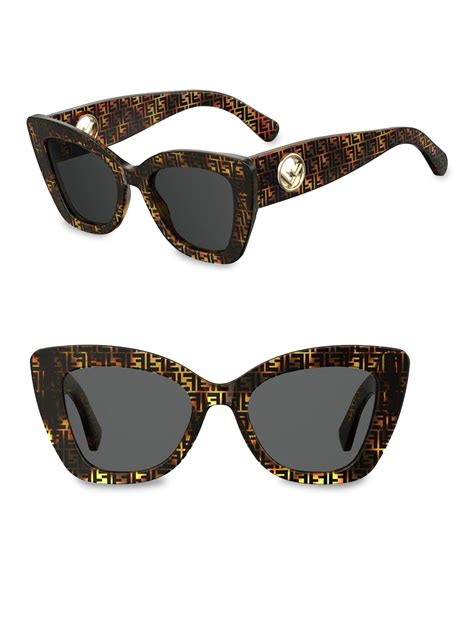 fendi 70mm logo print cateye sunglasses|FF Diamonds .